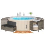 Hottub-ombouw poly rattan massief acaciahout grijs, Tuin en Terras, Verzenden, Nieuw