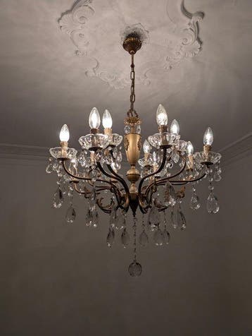 Kroonluchter - Kristal - Gigante 12 lichtpunten, Antiek en Kunst
