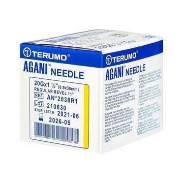 Terumo Agani injectienaalden 20 G, 38 x 0,90 mm Geel 100, Verzenden, Nieuw