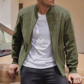Herfst Suede Pilot Jas voor Mannen - Casual Mode met Opstaan, Verzenden, Nieuw