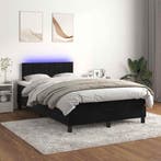 vidaXL Boxspring met matras en LED fluweel zwart 120x200 cm, Verzenden, Zwart, Nieuw, Twijfelaar