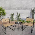 Bistroset Brienza tuintafel met 2 tuinstoelen zwart en beige, Tuin en Terras, Tuinsets en Loungesets, Verzenden, Nieuw