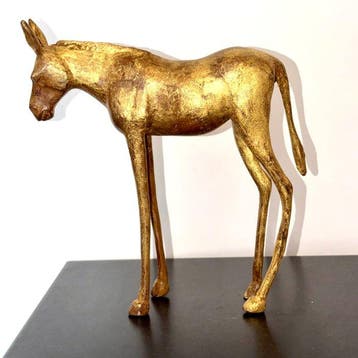 Abdoulaye Derme - sculptuur, Âne stylisé en bronze - 24 cm -