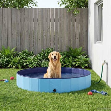 vidaXL Honden zwembad Ø300 x 38 cm Dik PVC Blauw, Dieren en Toebehoren, Honden-accessoires, Verzenden, Nieuw