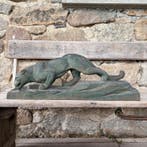 Riolo - Salvator Riolo - sculptuur, Panthère Art Déco signée, Antiek en Kunst
