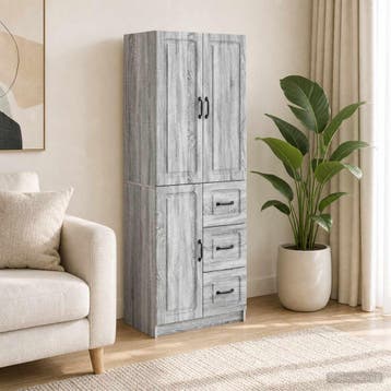 vidaXL Kastenset 2 st Grijs Sonoma Bewerkt hout, Huis en Inrichting, Kasten | Buffetkasten, Minder dan 50 cm, Verzenden, Nieuw