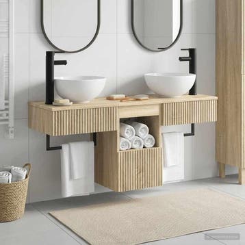 vidaXL Badkamermeubelset 3 st Sonoma Eiken Bewerkt hout, Verzenden, Nieuw