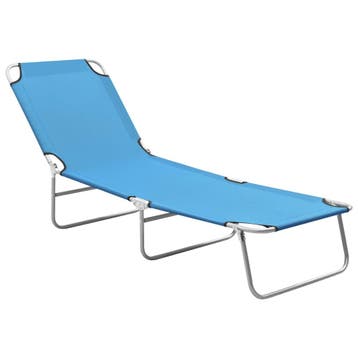 vidaXL Ligbed inklapbaar staal en stof turquoiseblauw, Verzenden, Nieuw
