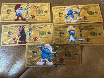 Verenigde Staten. 100 Dollars Die Schlümpfe - Banknoten Set