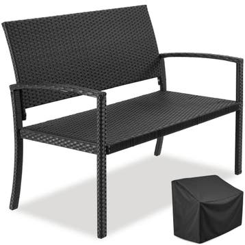 wicker tuinbank Murat 2-zits, weerbestendig, 250 kg - zwart, Verzenden, Nieuw
