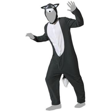 Grijze wolf dieren verkleedkleding onesie voor volwassenen.., Verzenden, Nieuw