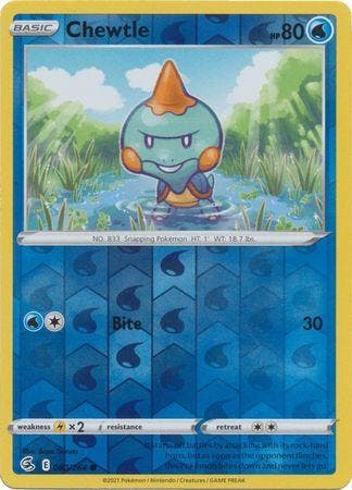 Chewtle 080/264 reverse holo (Fusion Strike), Hobby en Vrije tijd, Verzamelkaartspellen | Pokémon, Losse kaart, Nieuw, Foil, Ophalen of Verzenden
