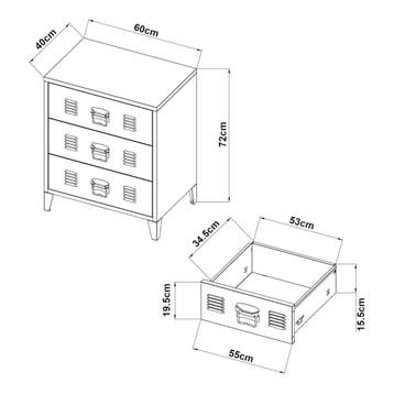 Ladekast Hämeenlinna commode met lades 72x60x40 cm geel [en., Huis en Inrichting, Verzenden, Nieuw