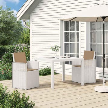 vidaXL Tuin eettafelset 3 st Wit en Taupe PP, Verzenden, Nieuw, Textileen, 3 zitplaatsen