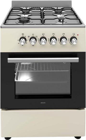€449 Wiggo WO-E603R(CX) Vrijstaand Gasfornuis  – Creme R, Witgoed en Apparatuur, Fornuizen, Ophalen of Verzenden, Nieuw