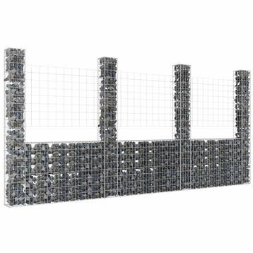 vidaXL Schanskorf U-vormig met 4 palen 380x20x200 cm ijzer, Verzenden, Nieuw, IJzer