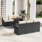 vidaXL Tuin Sofa Set met kussen 7 pcs Zwart en crème, Verzenden, Nieuw, Rotan, 7 zitplaatsen