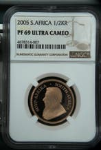 Gouden 1/2 oz Krugerrand 2005 PF69 Ultra Cameo NGC, Verzenden, Zuid-Afrika, Losse munt, Goud