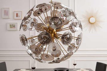 Hanglamp INFINITY HOME van glas en staal, goudkleurig. -, Ophalen of Verzenden, Nieuw