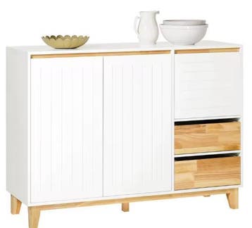 Wit Dressoir 120 cm – Met Lades, Deuren en Houten Details, Huis en Inrichting, Keuken | Keukenelementen, Verzenden, Nieuw