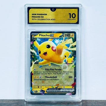 Pokémon Graded card - Pikachu ex 053 - 30th Anniversary –, Nieuw
