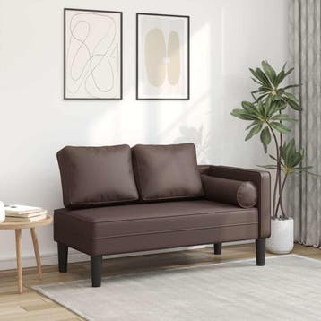 vidaXL Chaise longue met kussens kunstleer bruin, Verzenden, Nieuw