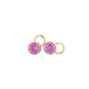 Gouden creoolhangers met roze zirkonia 14 karaat, Sieraden, Tassen en Uiterlijk, Verzenden, Zo goed als nieuw, Goud