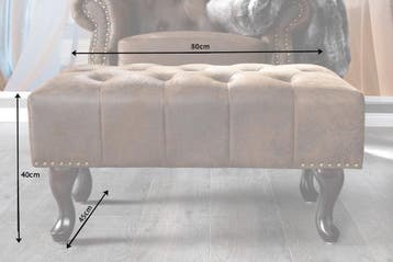 Chesterfield voetenbank 80cm antiek bruin met knoopstiksels, Huis en Inrichting, Banken | Voetenbanken en Poefen, Ophalen of Verzenden