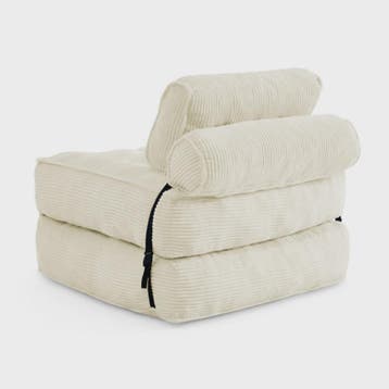 2-in-1 Beige Ribstof Fauteuil en Slaapbank - Multifunctionee, Huis en Inrichting, Verzenden, Nieuw