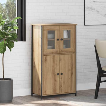 vidaXL Highboard Artisan Eiken 62 x 32 x 106,5 cm Bewerkt, Minder dan 50 cm, Verzenden, 100 tot 150 cm, Nieuw