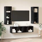 vidaXL Tv-meubelset Wandgemonteerd 3 pcs Zwart Eiken Bewerkt, Huis en Inrichting, Kasten | Televisiemeubels, Minder dan 50 cm
