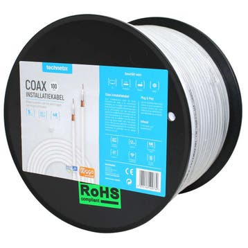 Technetix coax 100m (Kabels op rol - haspel, Antenne - Coax), Verzenden, Nieuw, Overige typen