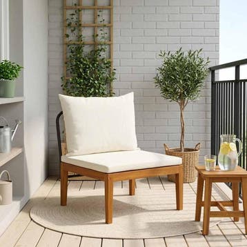 vidaXL Tuin Midden Sofa met Kussens Massief acaciahout &, Tuin en Terras, Tuinsets en Loungesets, Verzenden, Nieuw
