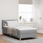 vidaXL Boxspringbed met matras Lichtgrijs 190 x 90 cm, Huis en Inrichting, Slaapkamer | Bedden, Verzenden, Nieuw, Stof