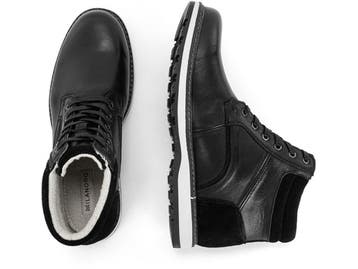 Milanoro - Lederen herensneakers - Hoge steun - Zwart - Maat, Verzenden, Nieuw