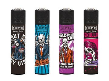 Clipper aansteker - Skulls 23 - CP11 (4 stuks), Verzenden, Nieuw