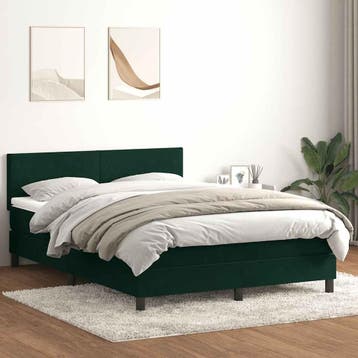 vidaXL Boxspring met matras fluweel donkergroen 160x220 cm, Verzenden, Nieuw, Groen, Stof