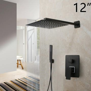 Zwarte inbouw regendouche set, Verzenden, Nieuw, Douche