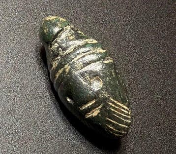 Oud-Romeins Brons Zeldzame amulet met een hoofd van Silenos,, Antiek en Kunst