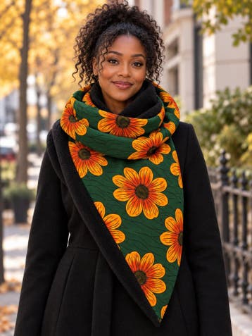 Warme Sjaal met Afrikaanse print Unisex - Groen Flowerbeds, Kleding | Dames, Ophalen of Verzenden, Nieuw