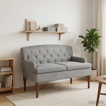 vidaXL Loungebank met knopencomfort Lichtgrijs 111 x 65 x 79, Verzenden, Nieuw, Stof, Minder dan 150 cm