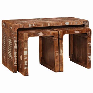 vidaXL Nesttafel 3 st Bruin 82 x 40 x 46 cm Massief, Huis en Inrichting, Tafels | Bijzettafels, Verzenden, Nieuw, 45 tot 60 cm