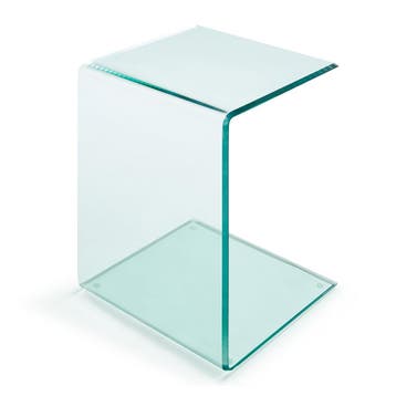 Bijzettafel Trölmapilu glas c vorm 60x40x40 cm transparant [, Huis en Inrichting, Tafels | Bijzettafels, Verzenden, Nieuw