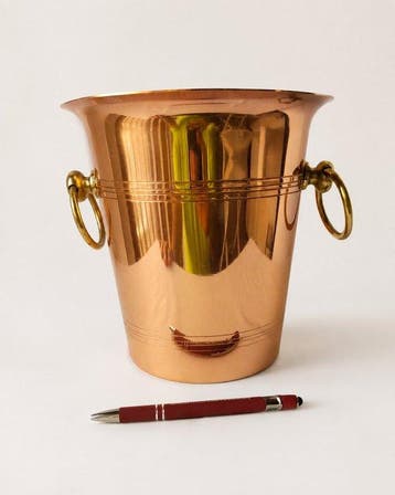 Ijsemmer - Koper - Champagne-emmer in koper en messing “Le, Antiek en Kunst