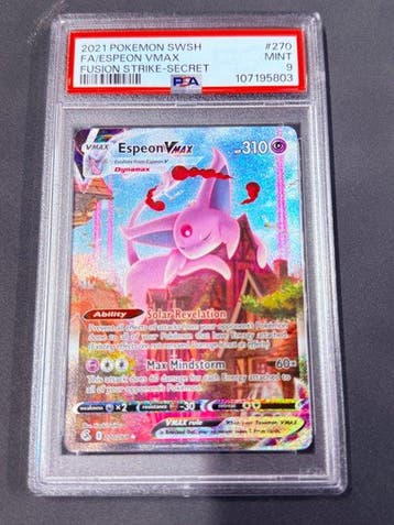 Pokémon - 1 Graded card - Espeon VMAX #270 Foil, Full art,, Hobby en Vrije tijd, Nieuw