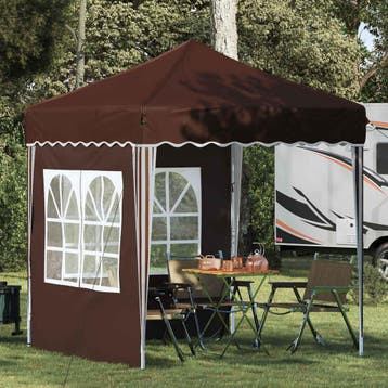 vidaXL Pop-up partytent 195 x 195 x 245 cm Bruin Oxford Stof, Verzenden, Nieuw, Partytent