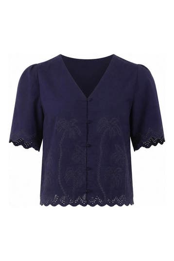 Pom Amsterdam Blouse in maat 36 Blauw, Kleding | Dames, Pom Amsterdam, Verzenden, Zo goed als nieuw, Blauw