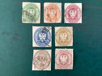 Lübeck 1863/1865 - Wapenschild drie volledige emissies -, Gestempeld