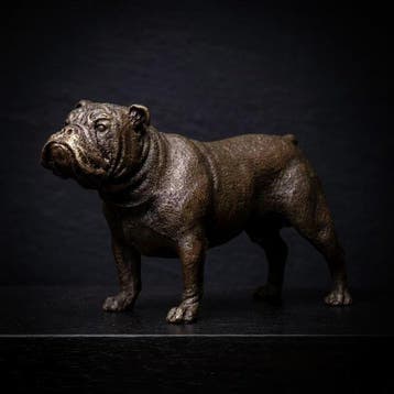 Beeld, Bull Dog - 8 cm - Brons