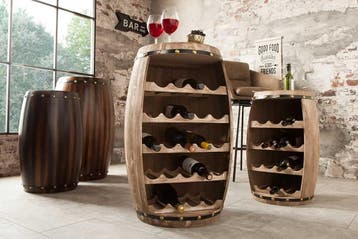 Authentiek wijnrek BODEGA 80cm naturel grenen wijnvat Shabby, Huis en Inrichting, Woonaccessoires | Wijnrekken, Ophalen of Verzenden